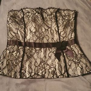 Black lace strapless top
